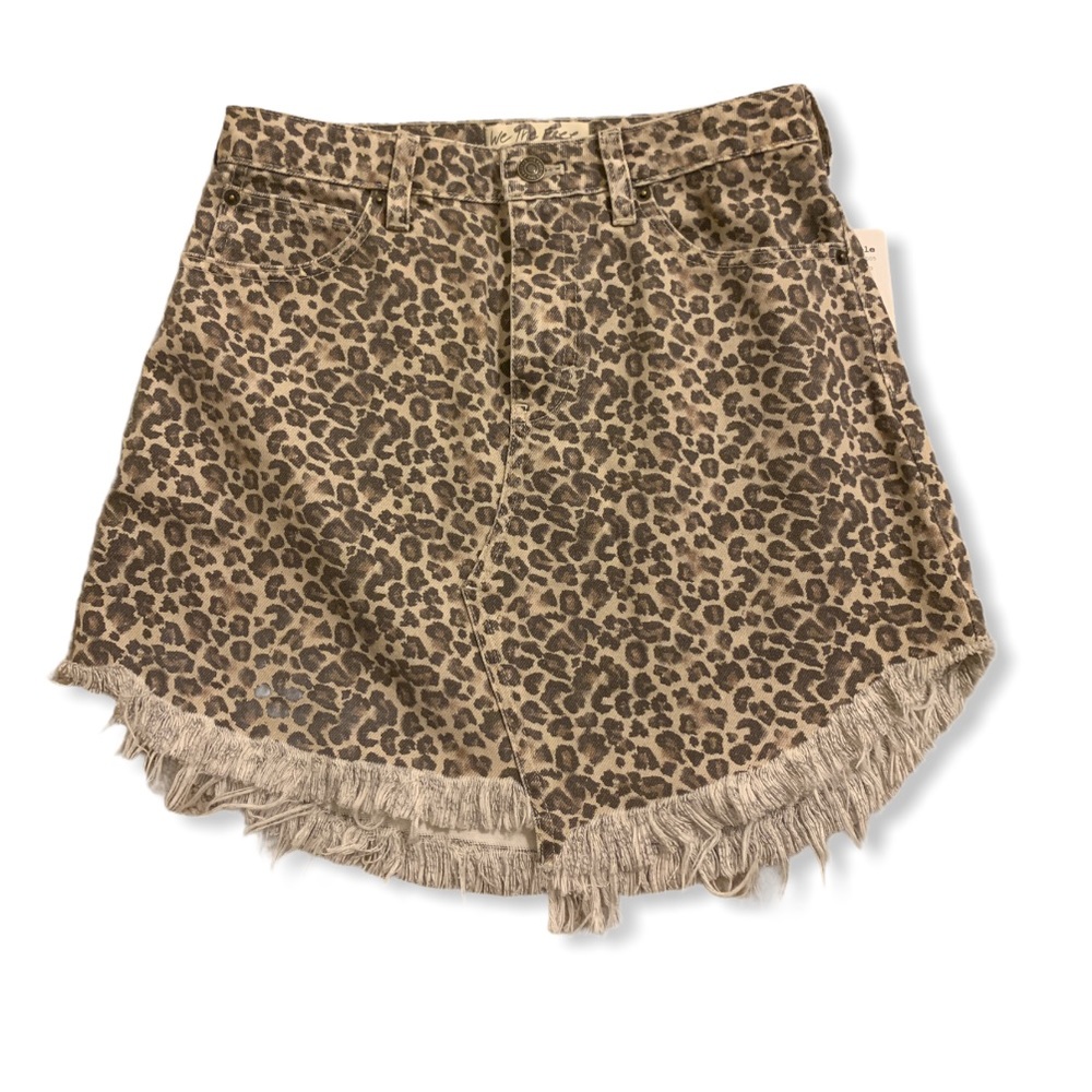Free People Cheetah Print Fringe Skirt